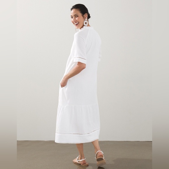 Chicos midi dress flutter sleeve white linen dress - NWT! - Picture 3 of 9